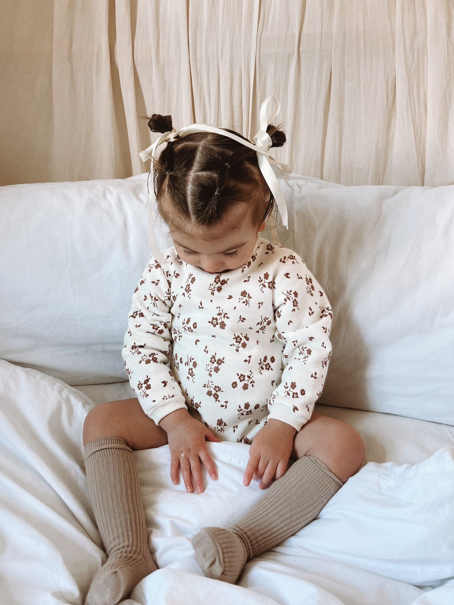 In stock spring handmade fleece lined floral romper