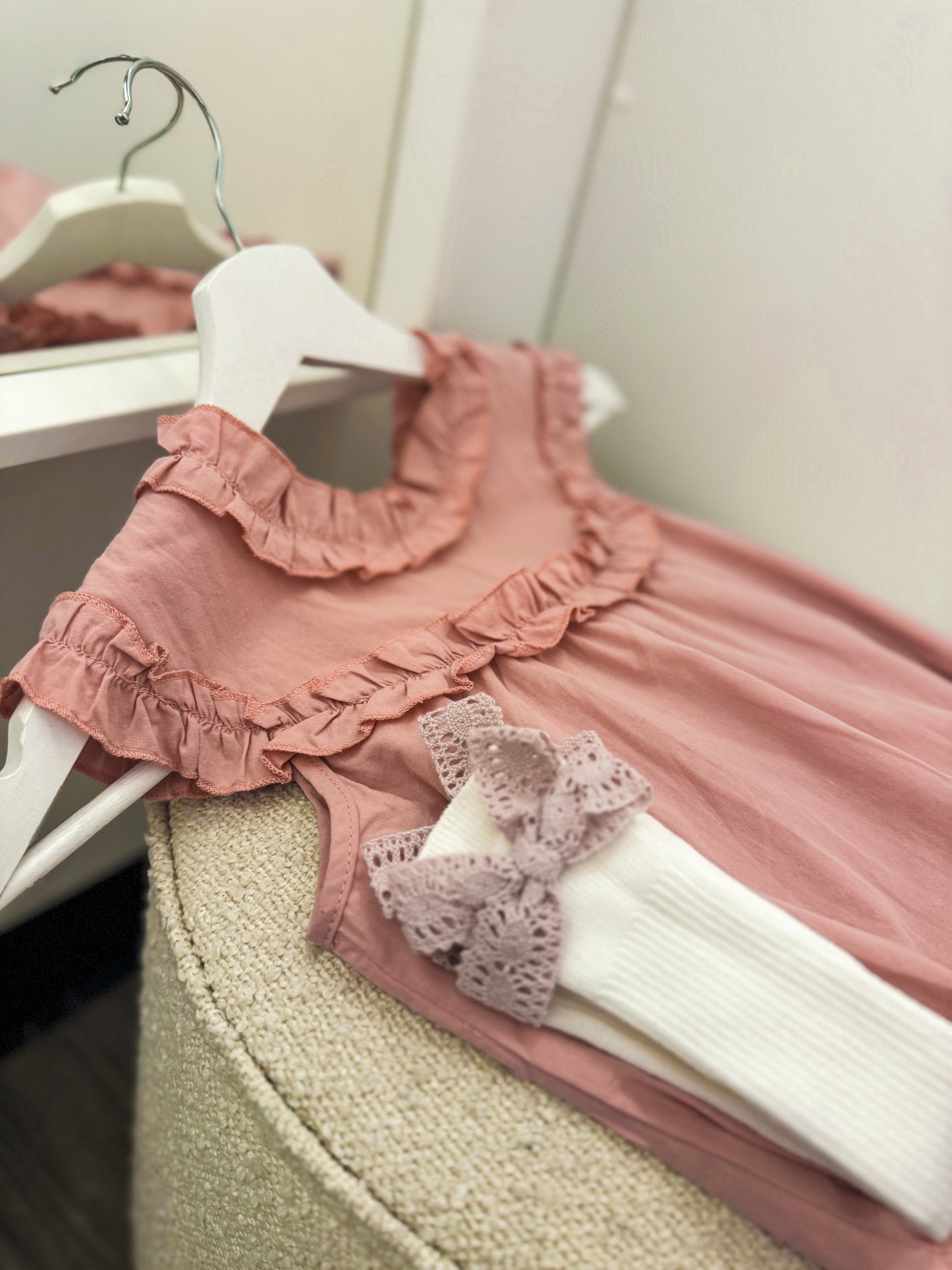 Pre order summer cotton ruffle dusky pink romper