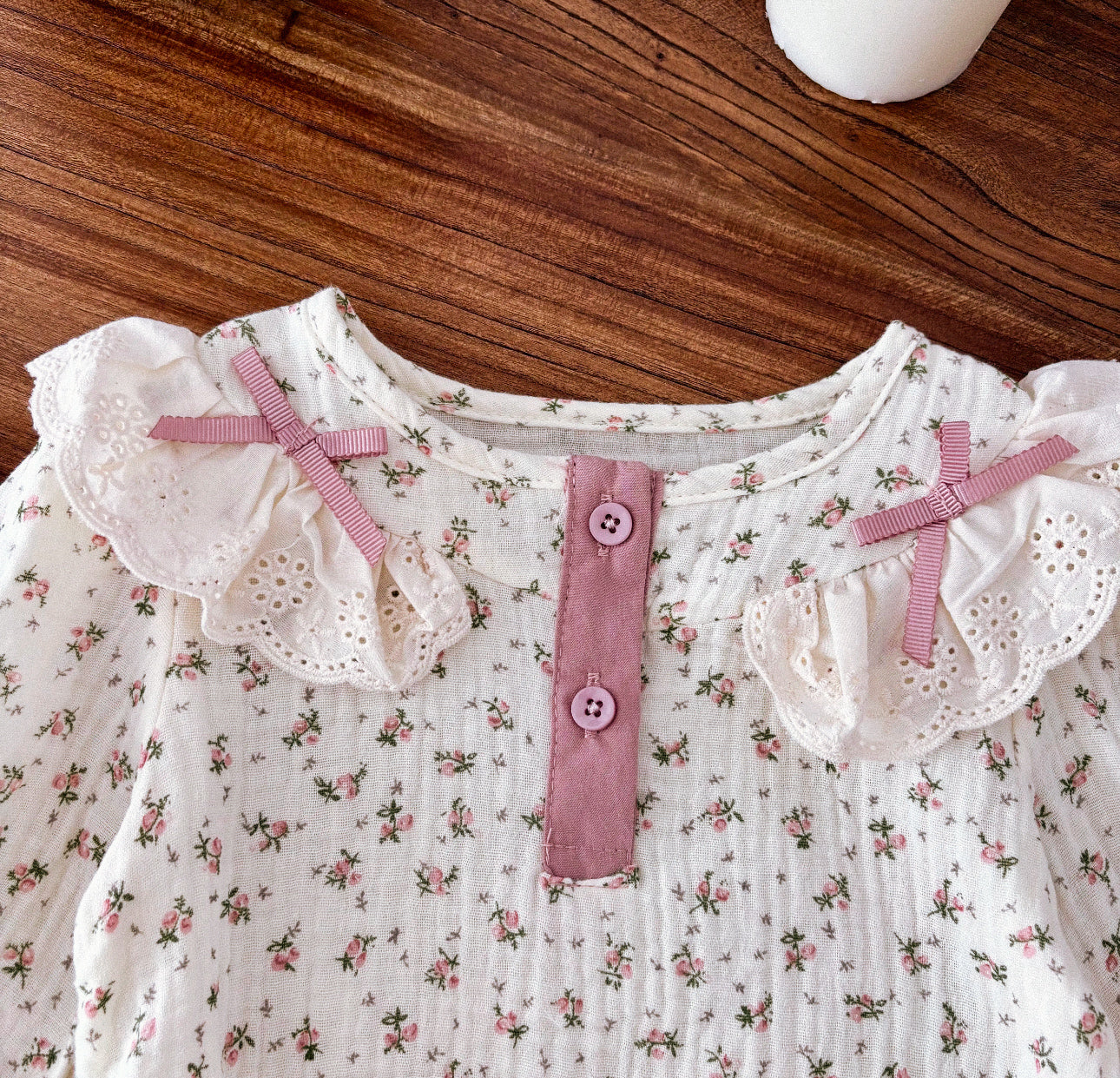Spring summer dusky pink floral muslin romper (pre order)