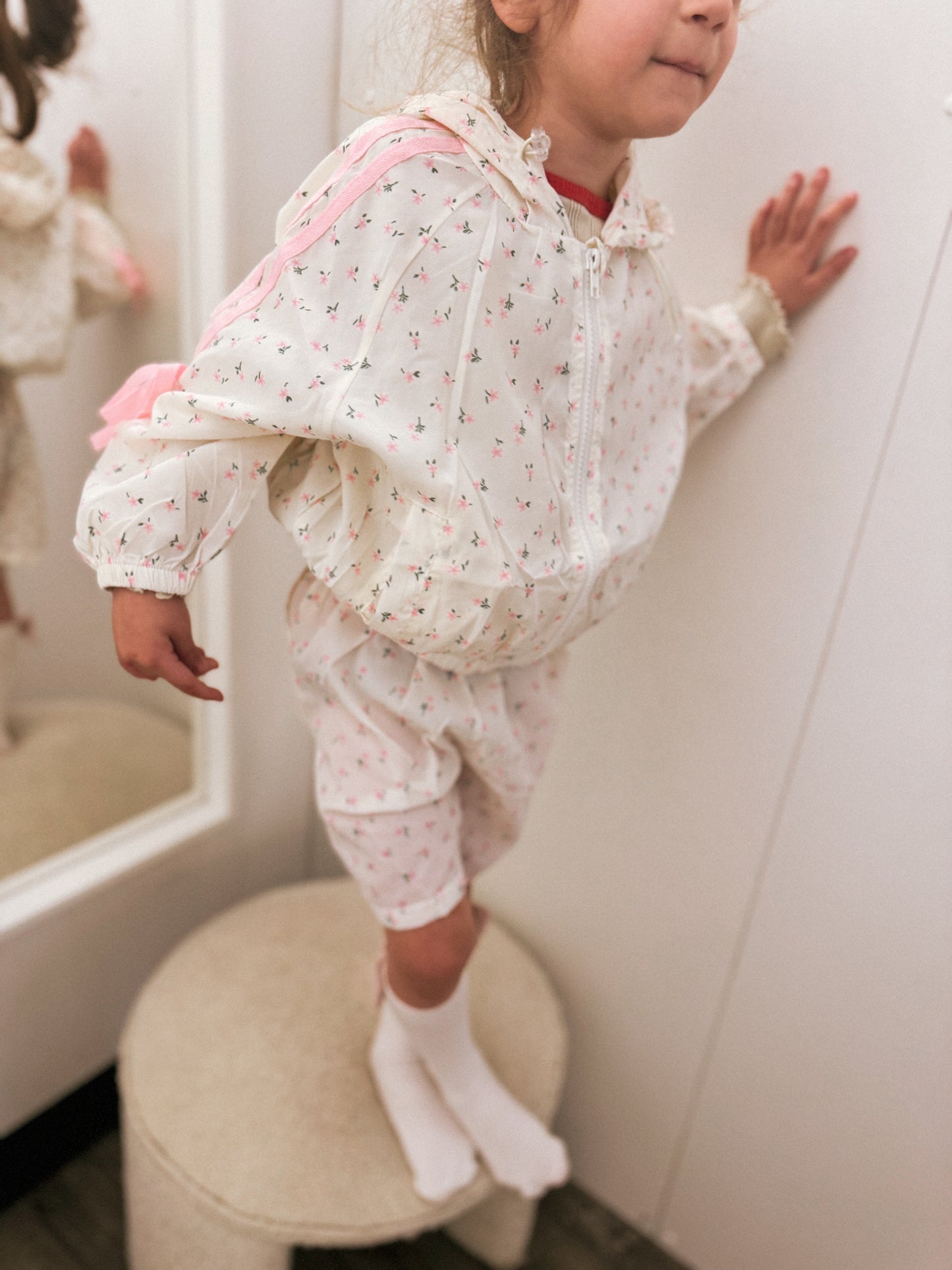 Spring summer cotton nylon floral two piece set (pre order)