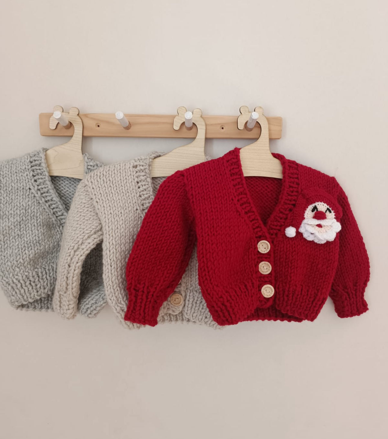 Pre order hand knitted Father Christmas cardigan