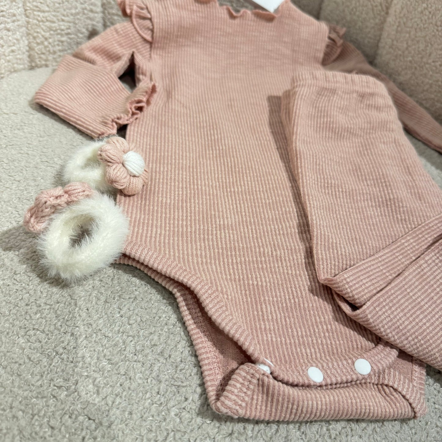 In stock ruffle cotton romper and leggings