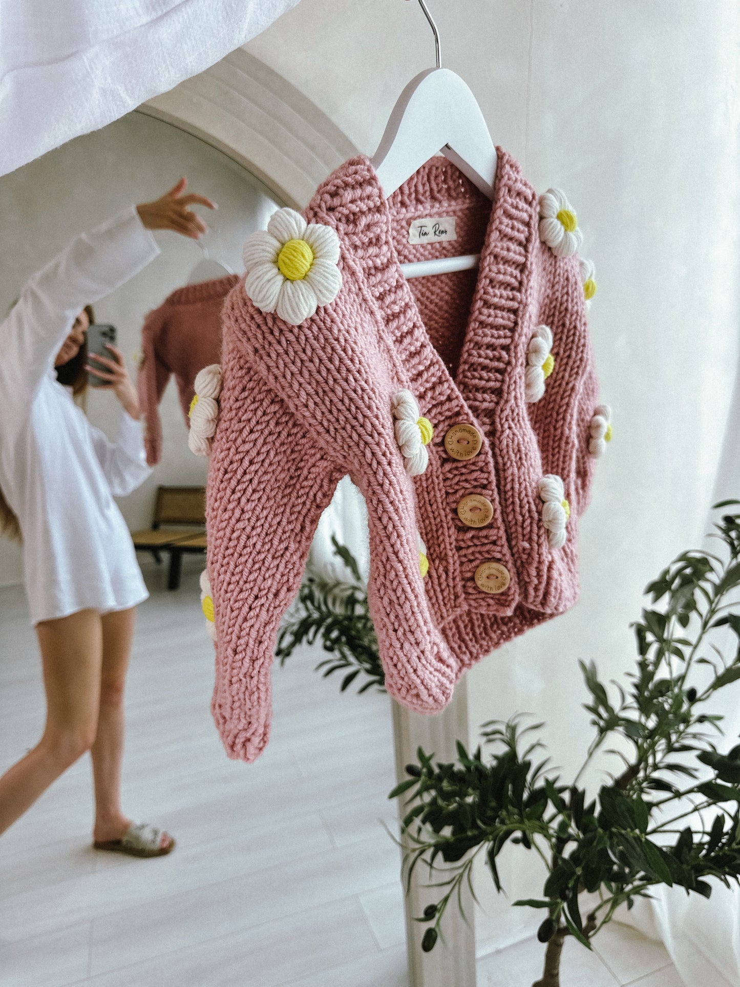 New summer hand knitted daisies cardigan in stock