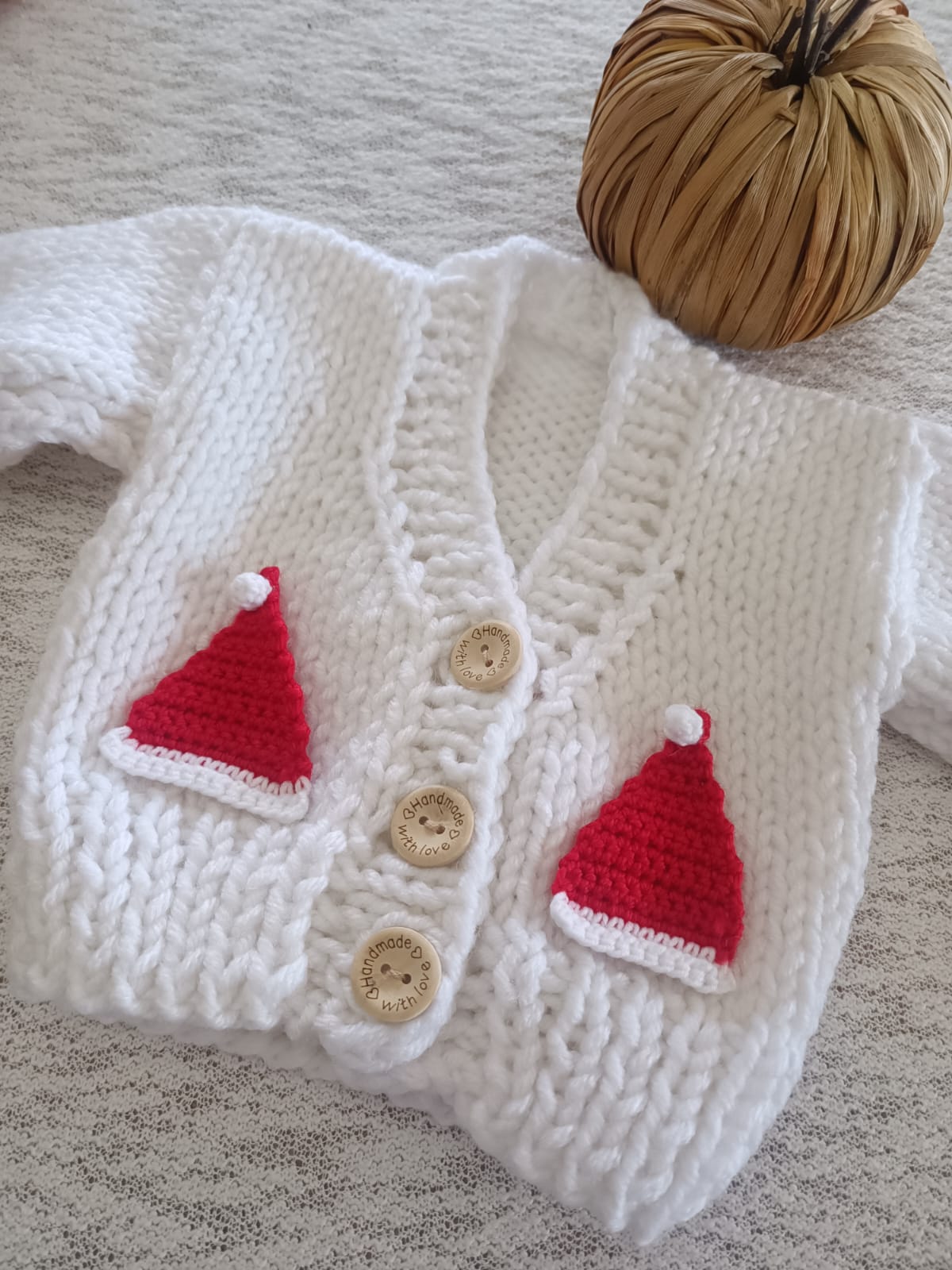 Pre order hand knitted Father Christmas hat cardigan