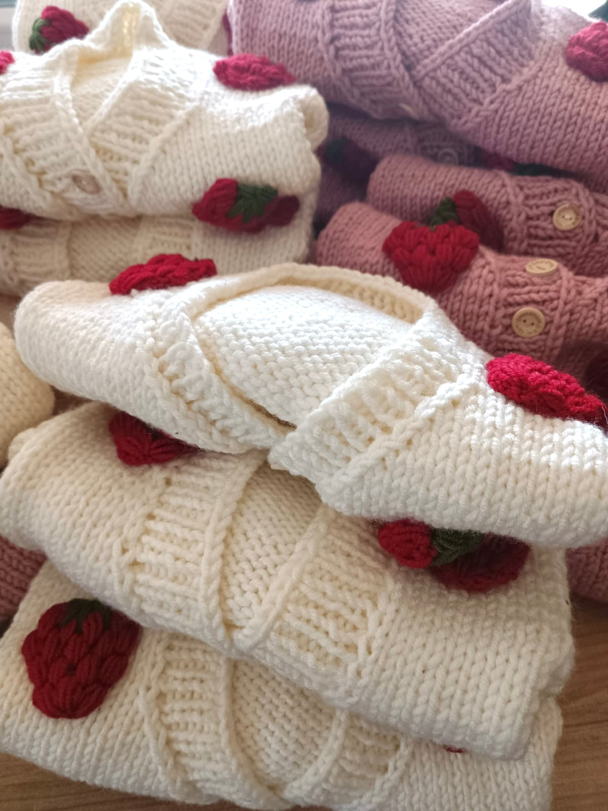 Pre order strawberry handknit cardigan