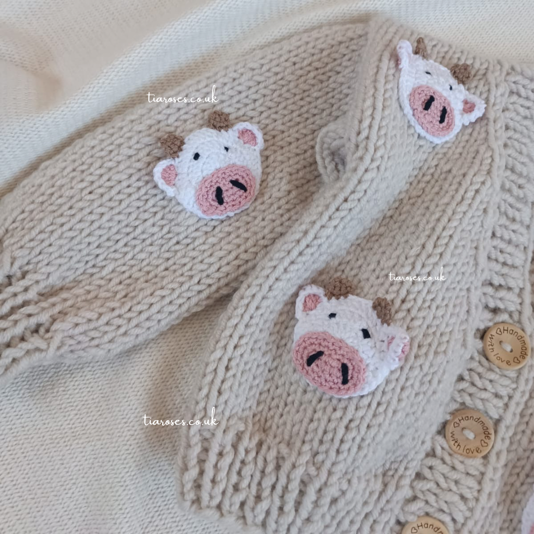 New collection handknitted cow print cardigan pre order