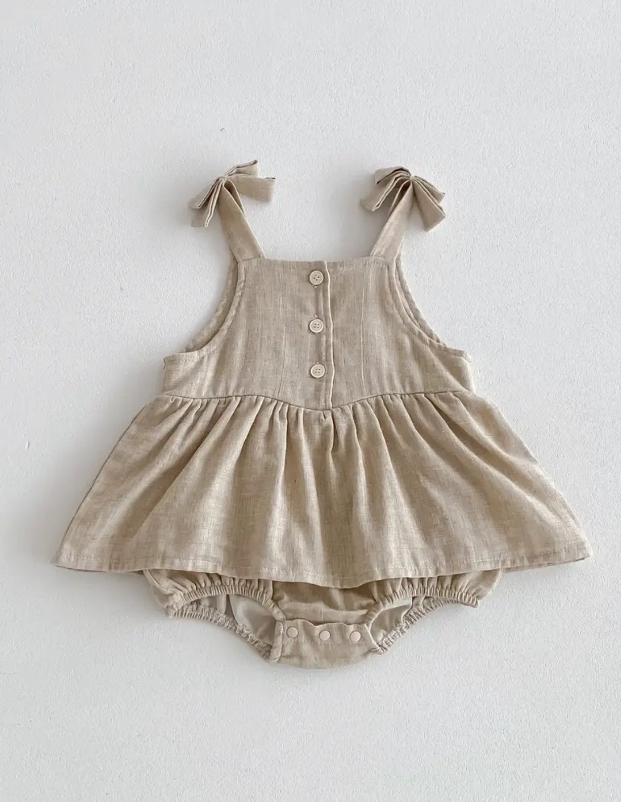 In stock summer beige romper dress