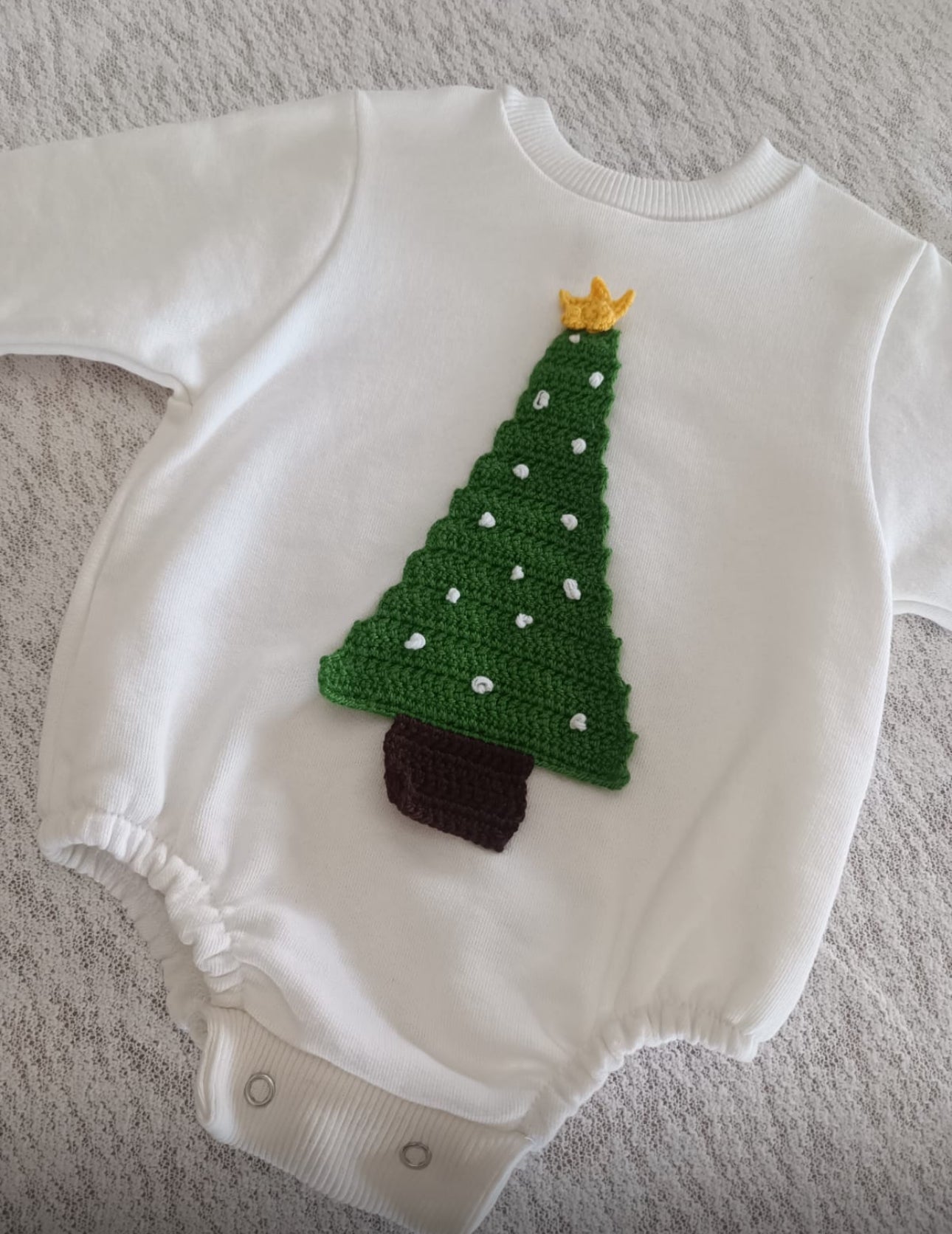 Pre order handknit Christmas tree romper