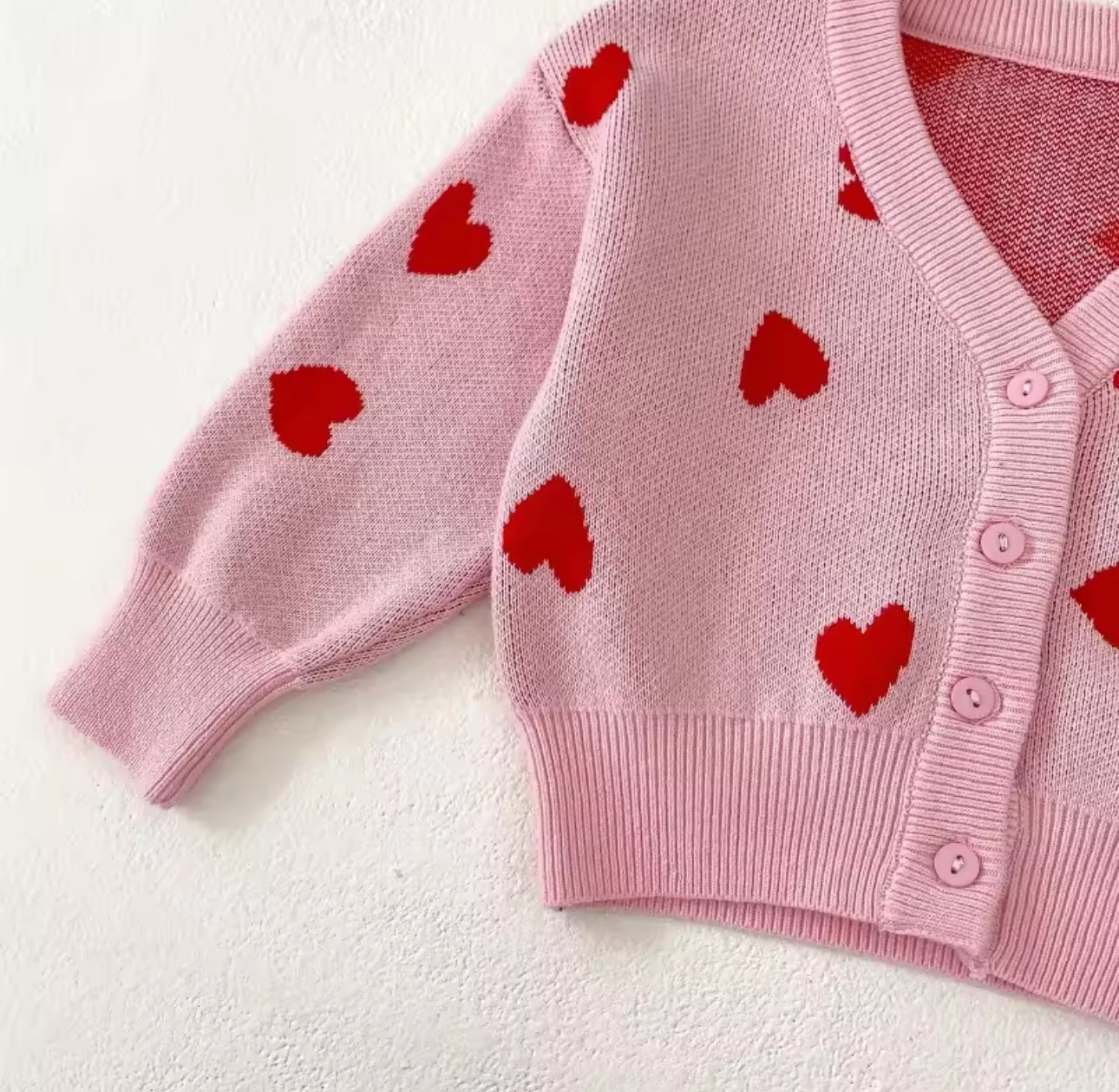 New pink and red heart thick cardigan pre order
