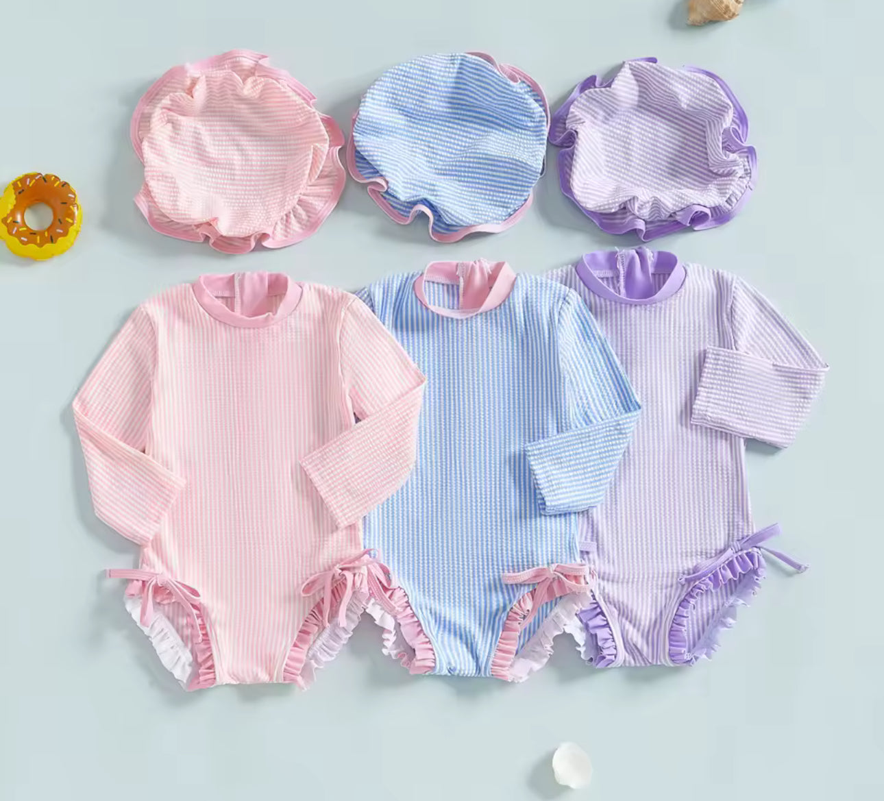 Crinkle gingham swim set