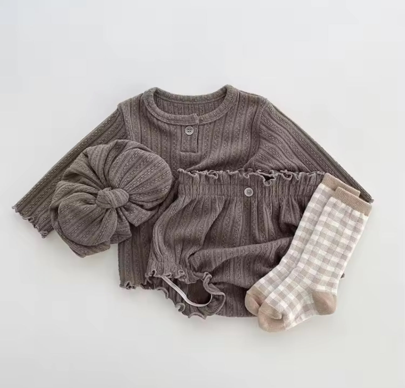 3 piece cotton top bloomer and hat set