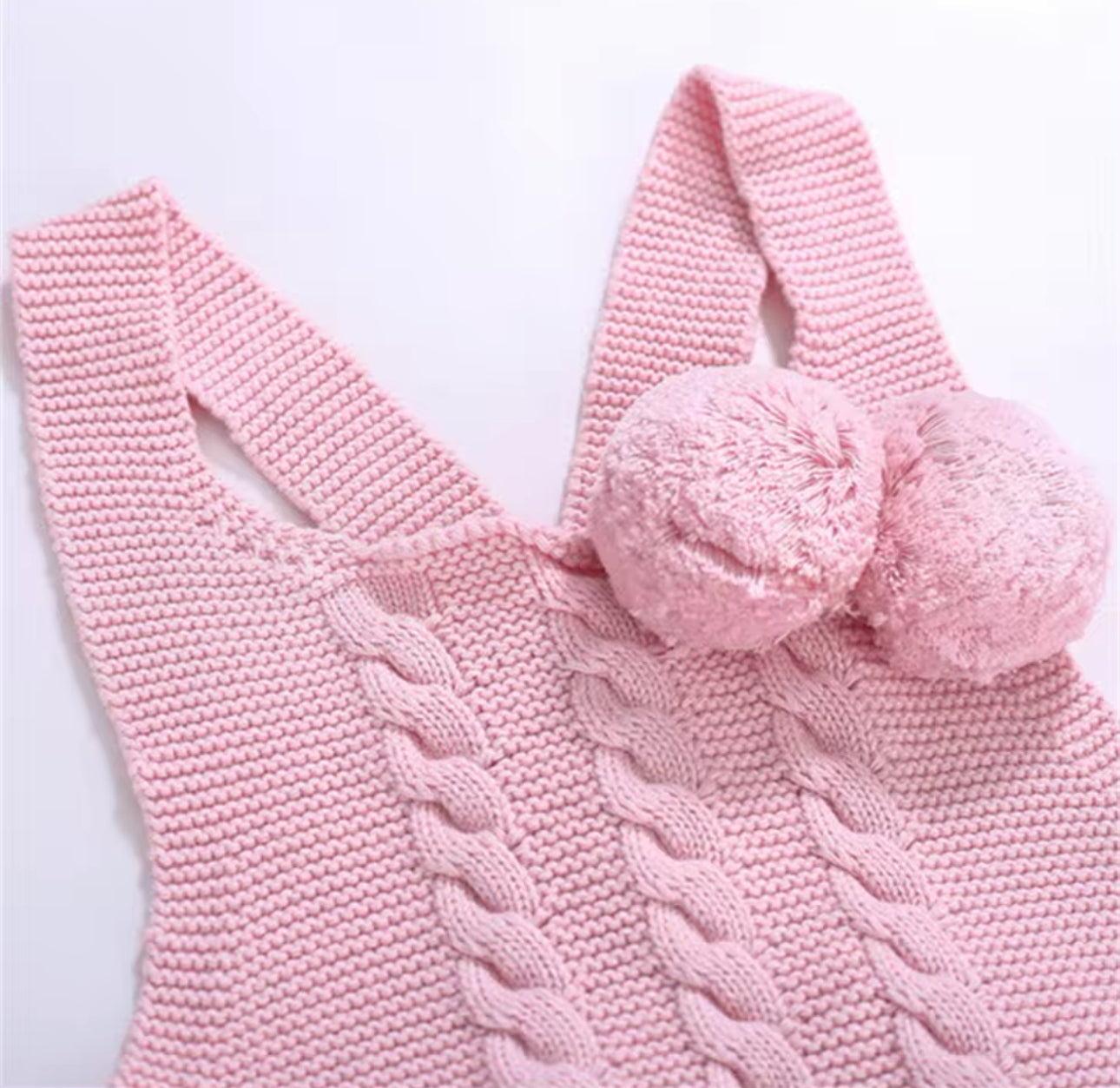 Pre order pink knit romper and white top set