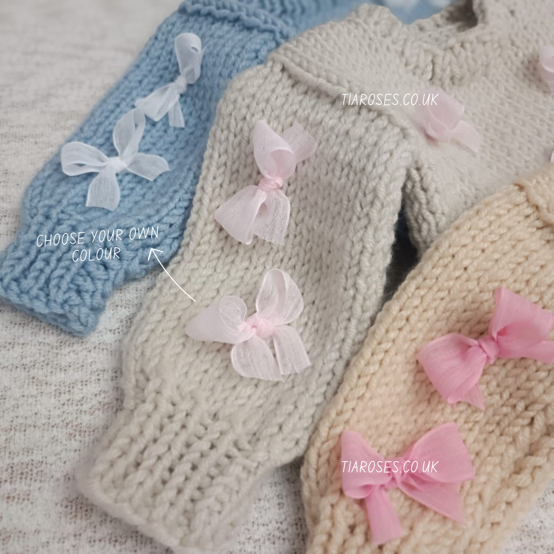 Pre order handknitted custom bow cardigan/jumper