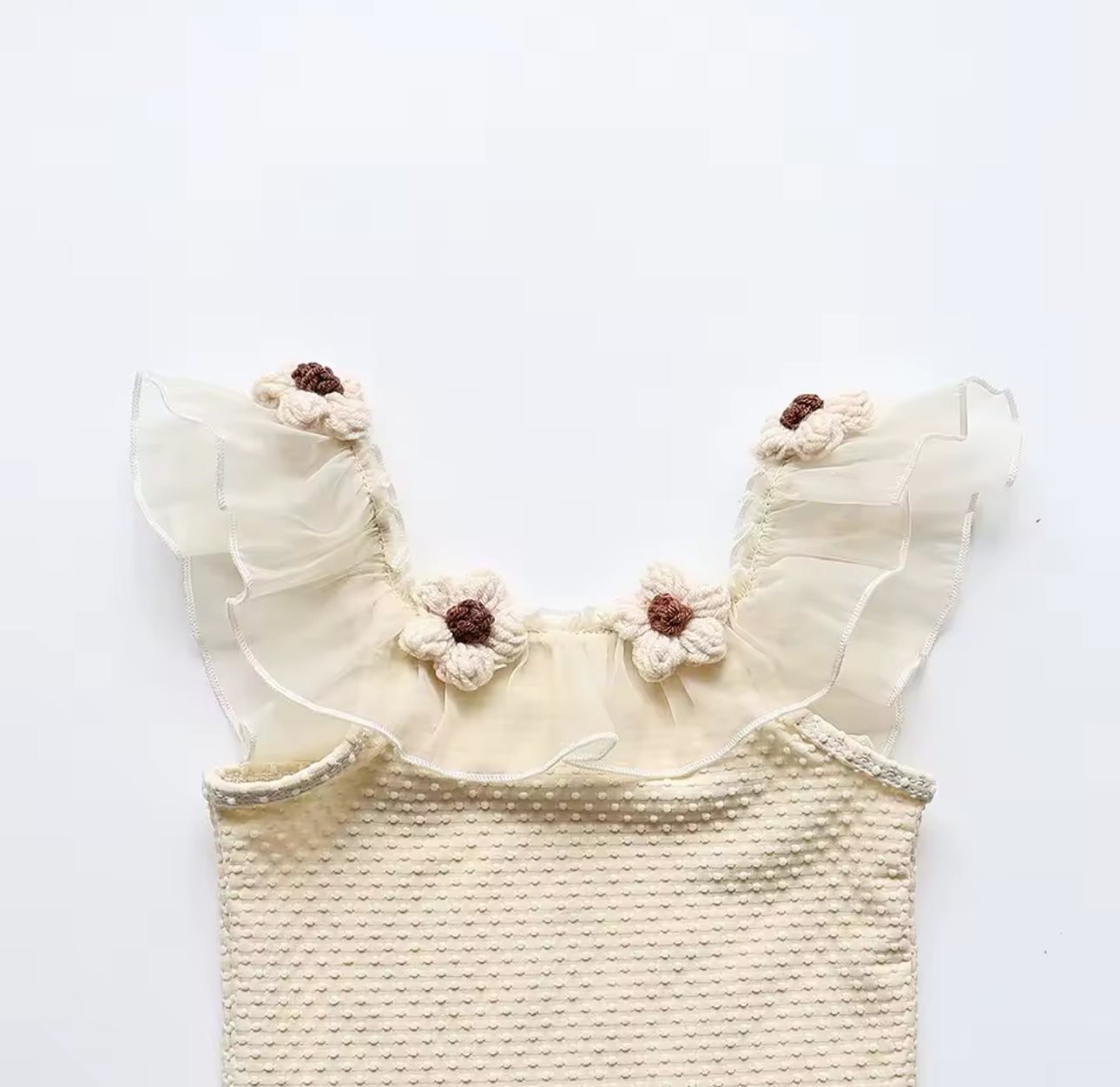 Cream knit flower swim set