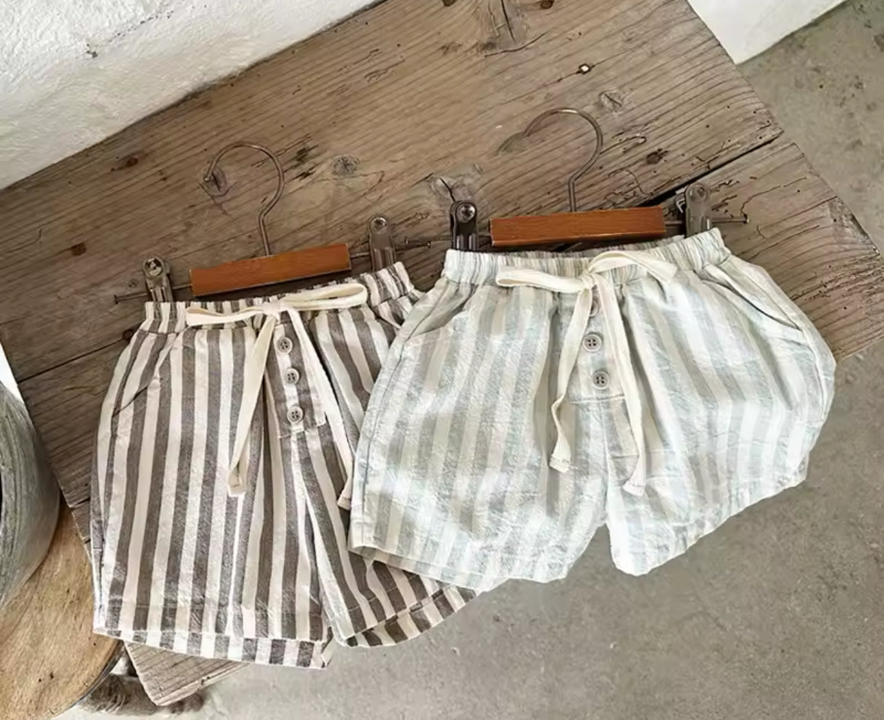 Boys summer stripe linen cotton shorts
