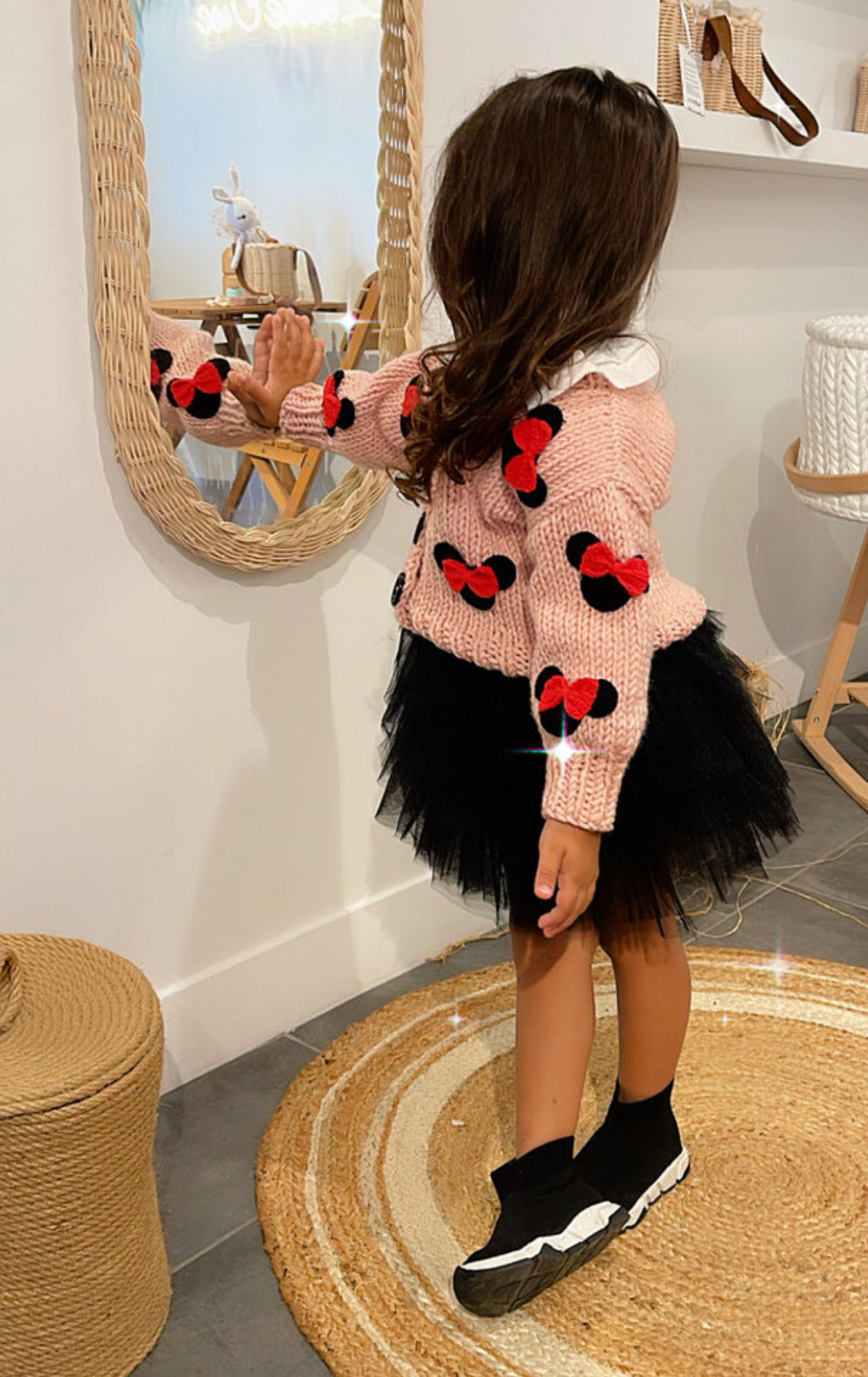 Minnie Mouse handknitted pink cardigan