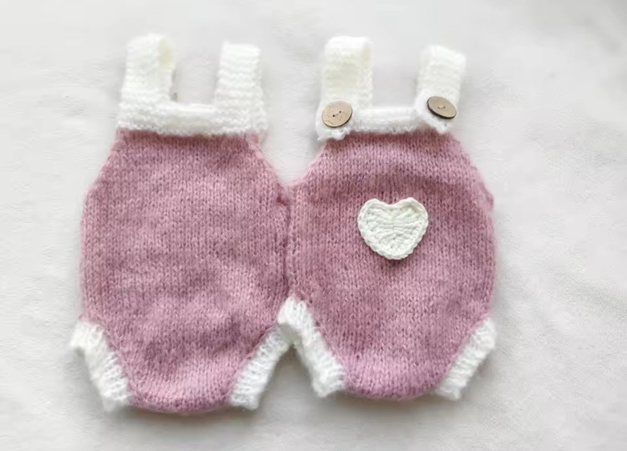 Handknit love heart summer pink soft romper