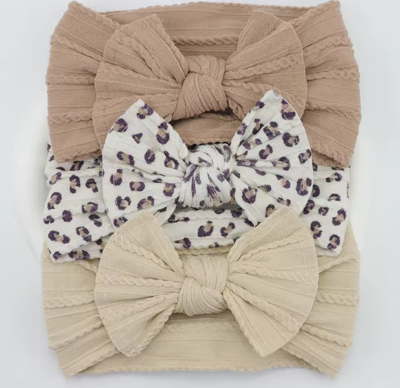3 pack headband set beige/leopard