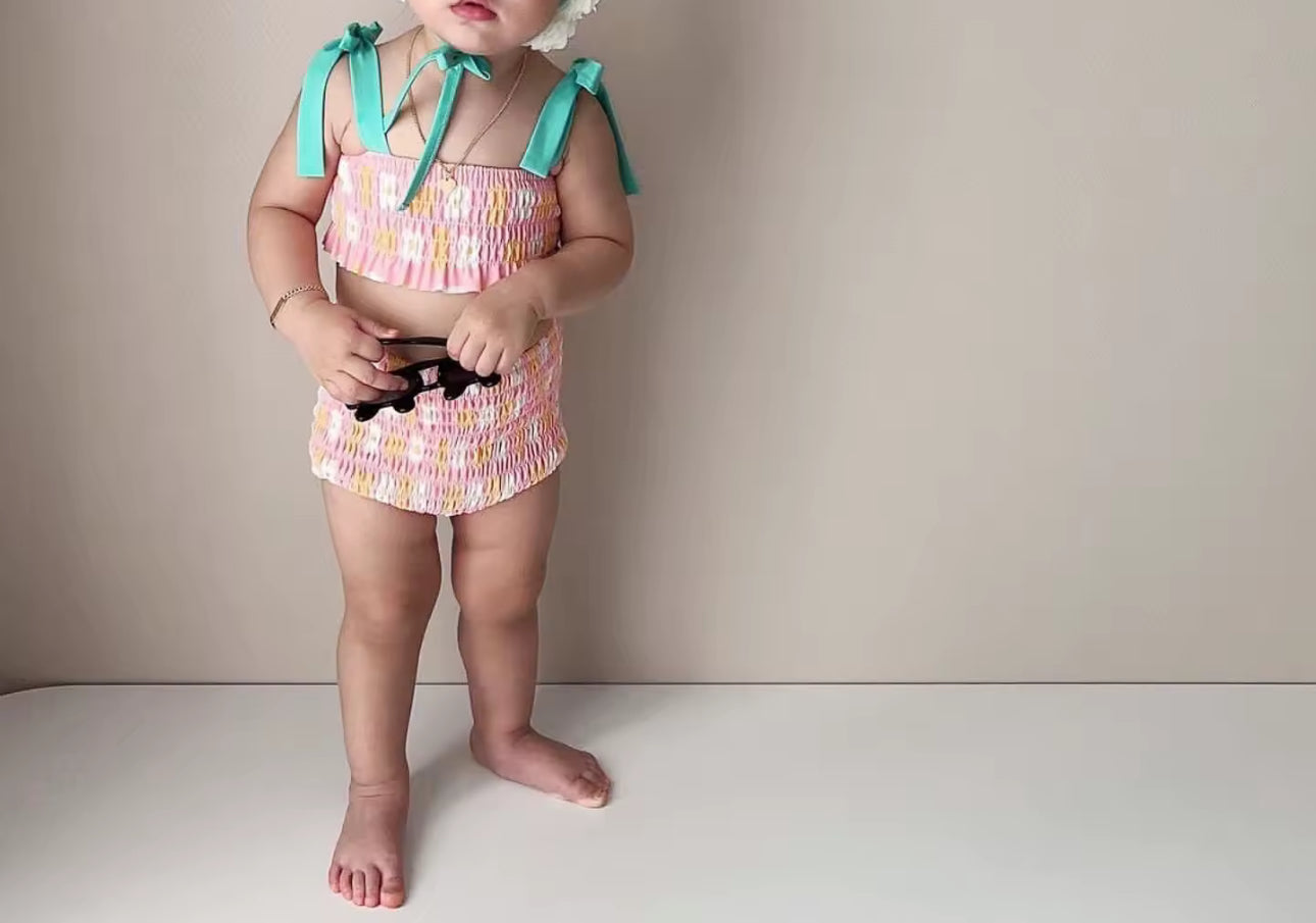 Crinkle 3 piece swim bikini set