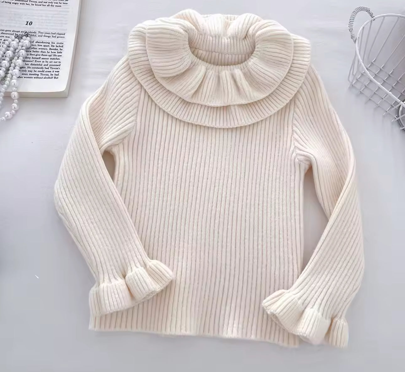 3 piece tailored tweed and knit frill top sets