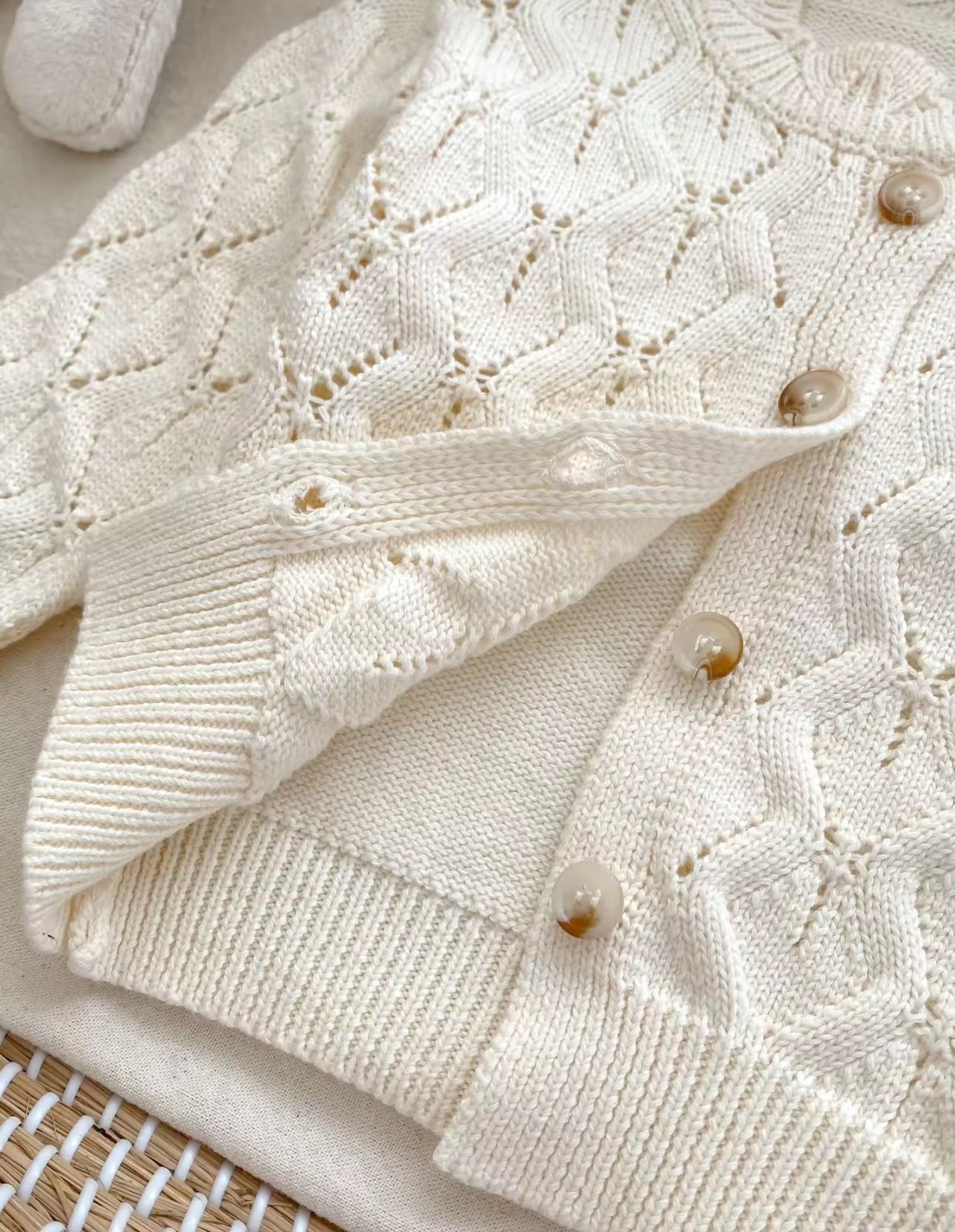 Pre order cream knit cardigan and frill shorts