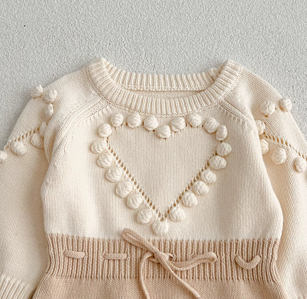 Light brown love heart knitted romper