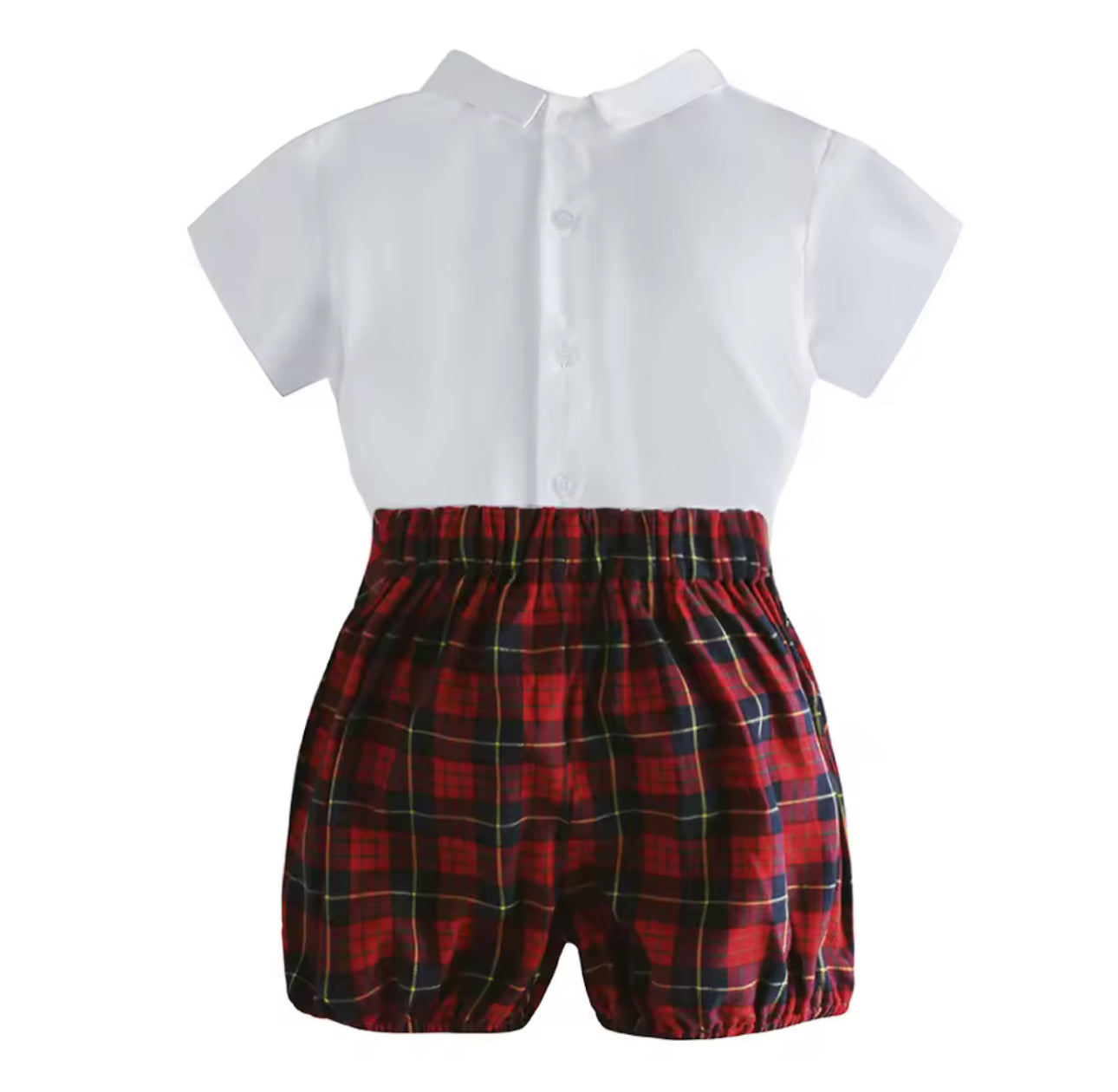 Boys tartan shorts and shirt christmas set
