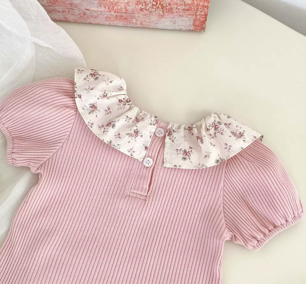 Pre order spring/summer Peter Pan collar floral two piece cotton set