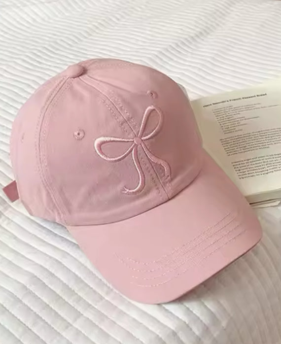 Embroidered bow baseball caps