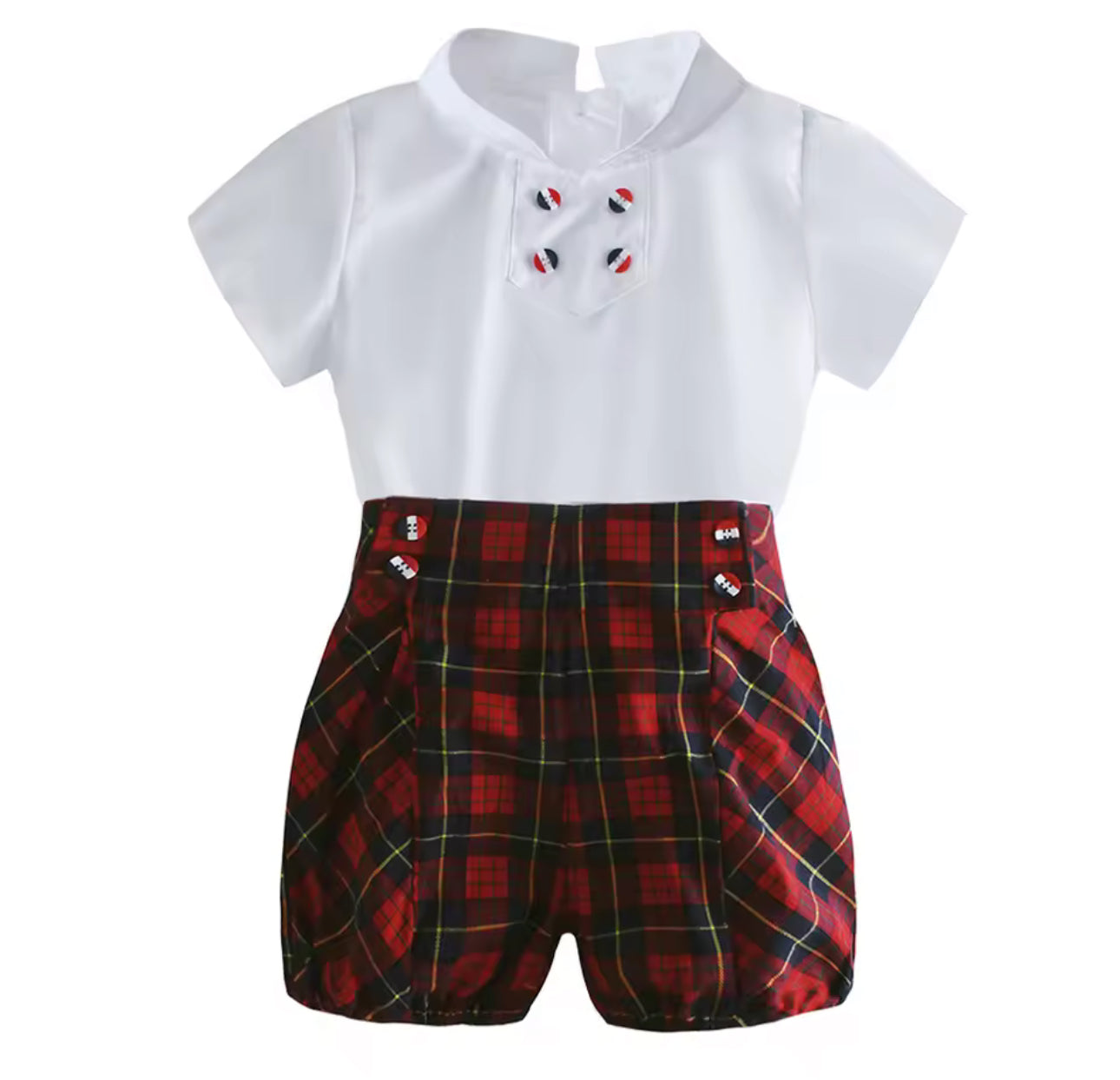 Boys tartan shorts and shirt christmas set