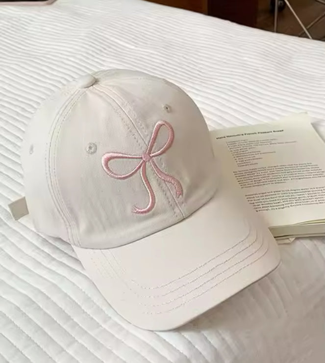 Embroidered bow baseball caps