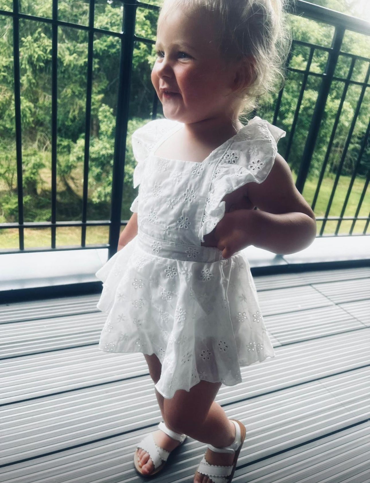 In stock summer broderie romper and headband