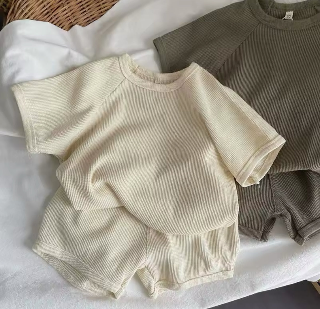 Boys summer waffle cotton sets