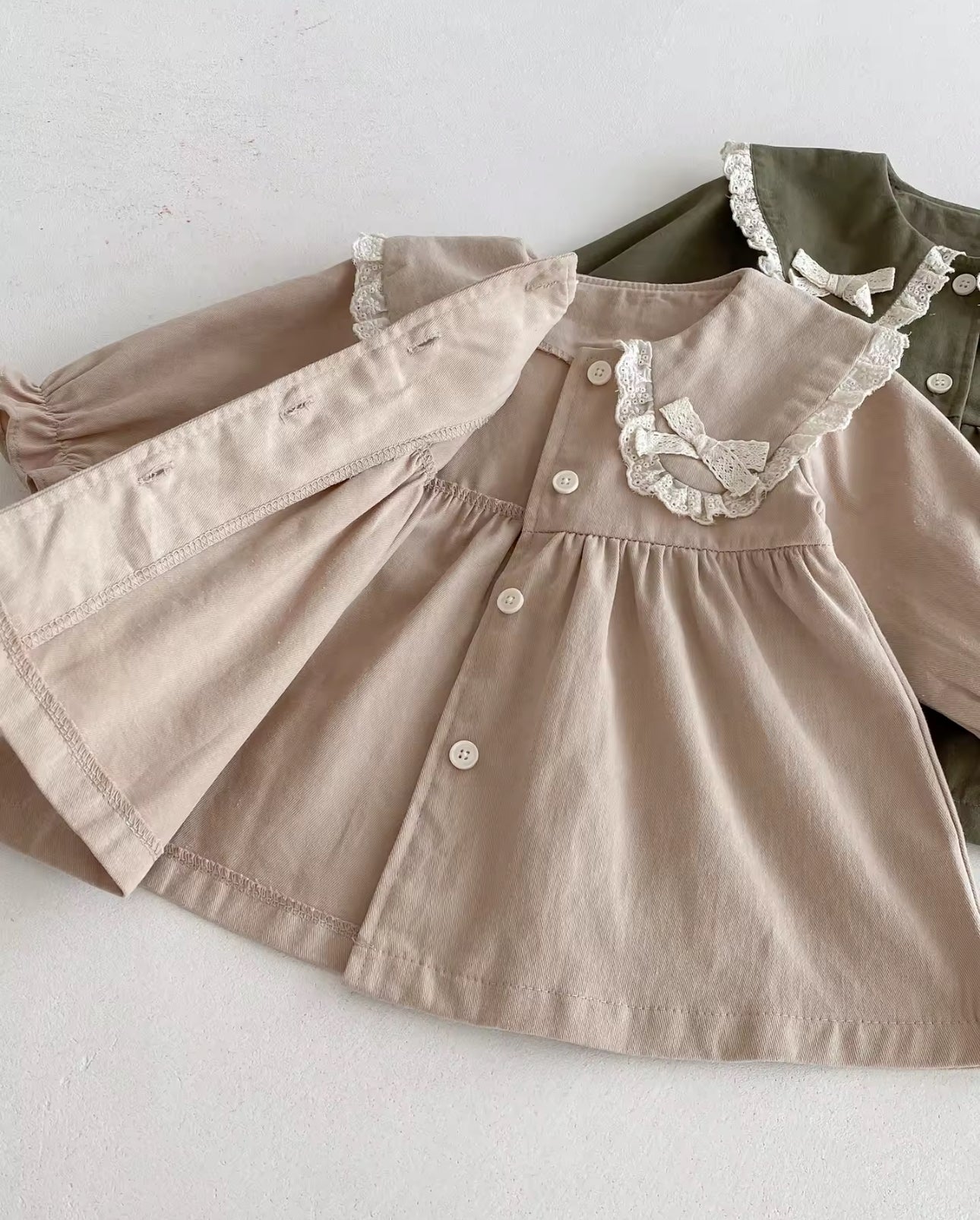Lace trim bow coat