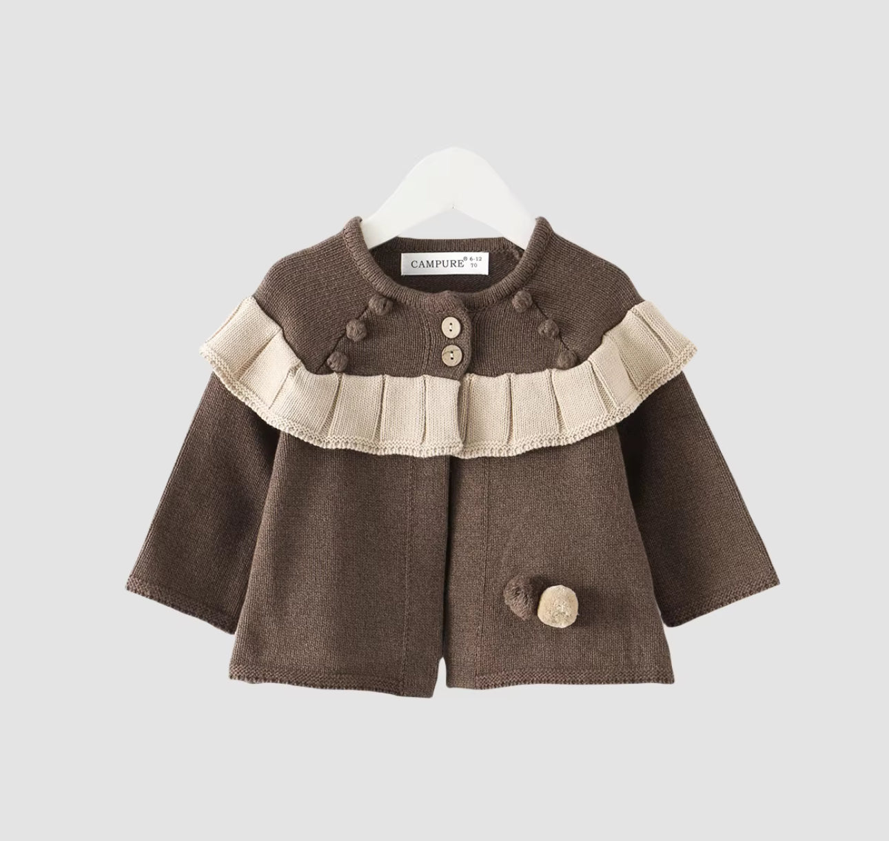 Thickened knitted brown cardigan