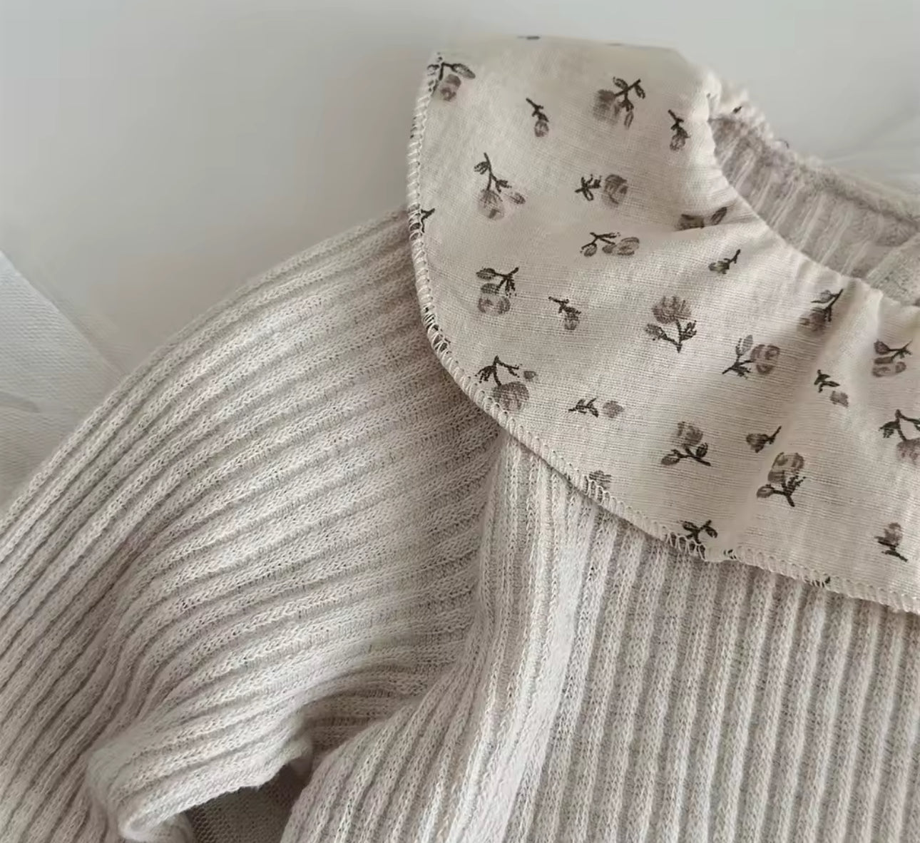 Autumn thick cotton floral frill collar top