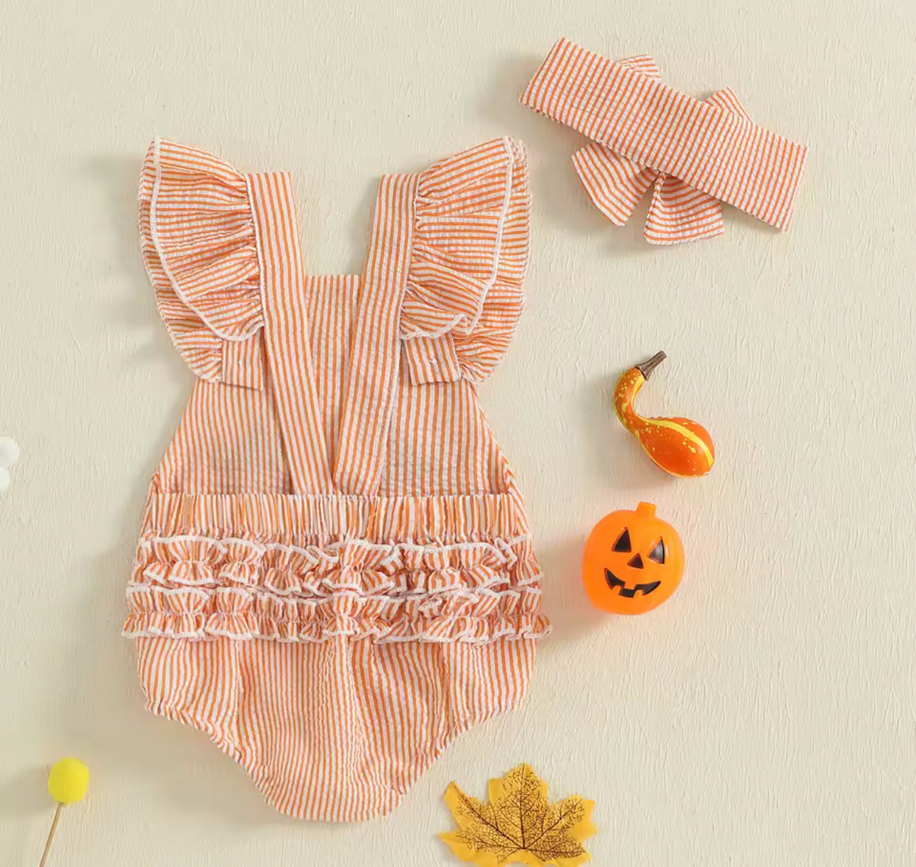 Pumpkin ruffle romper