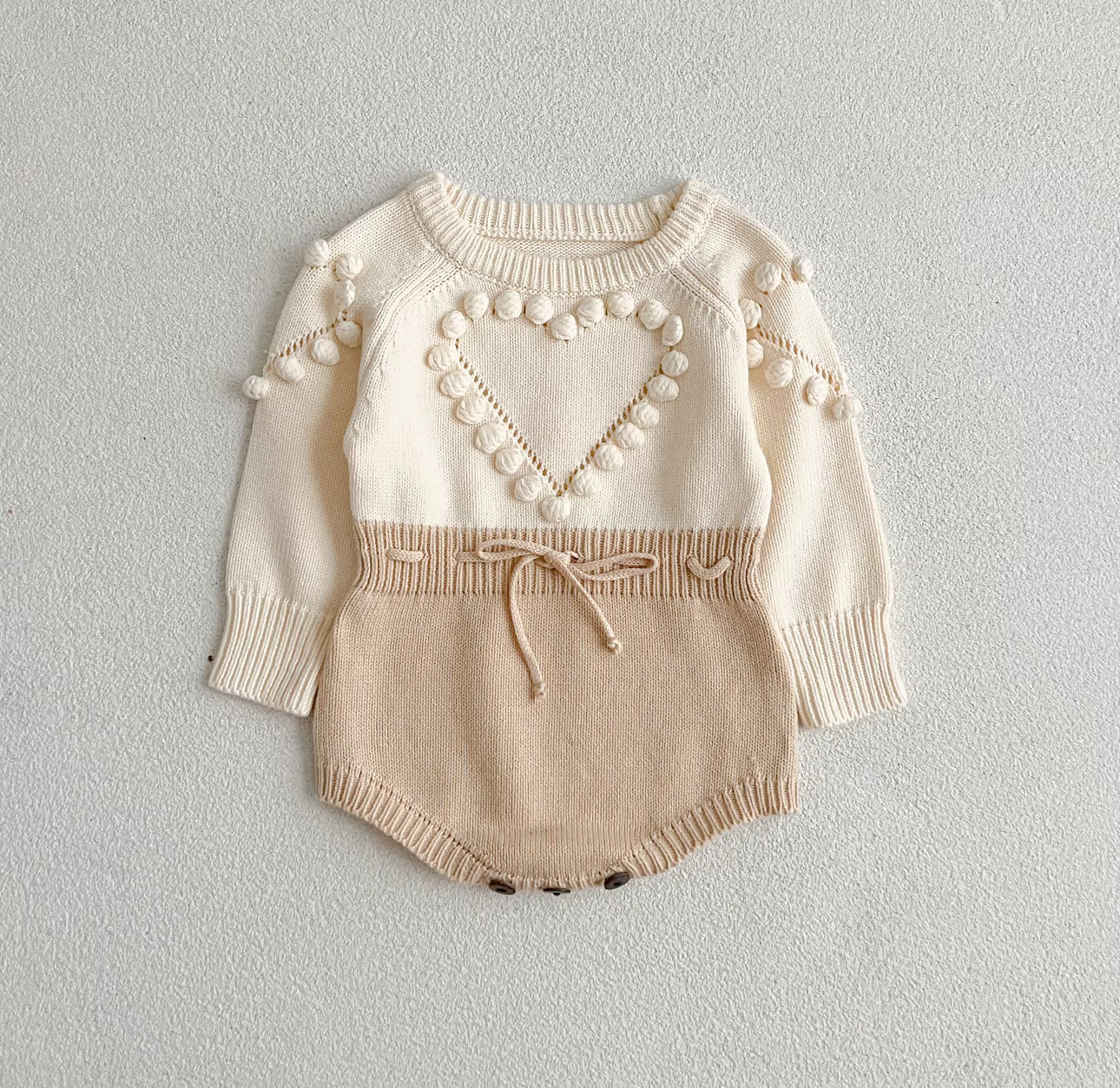Light brown love heart knitted romper
