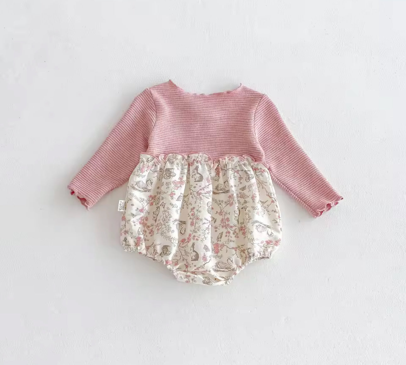 Rose pink summer floral romper
