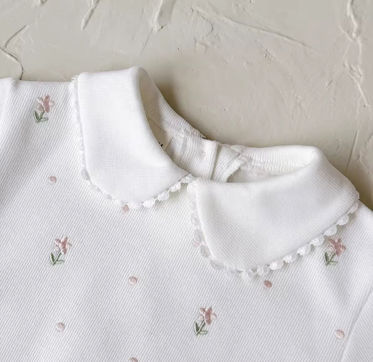 Two piece cotton embroidered flower jumper and leggings set