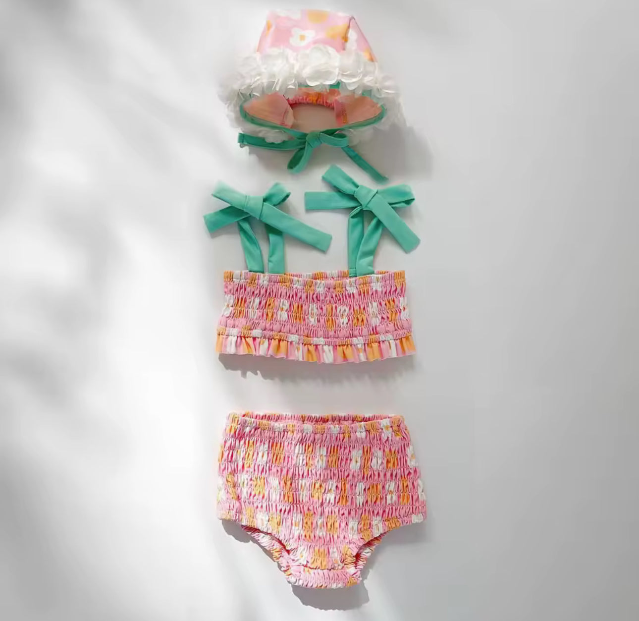 Crinkle 3 piece swim bikini set