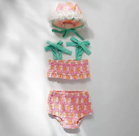 Crinkle 3 piece swim bikini sets