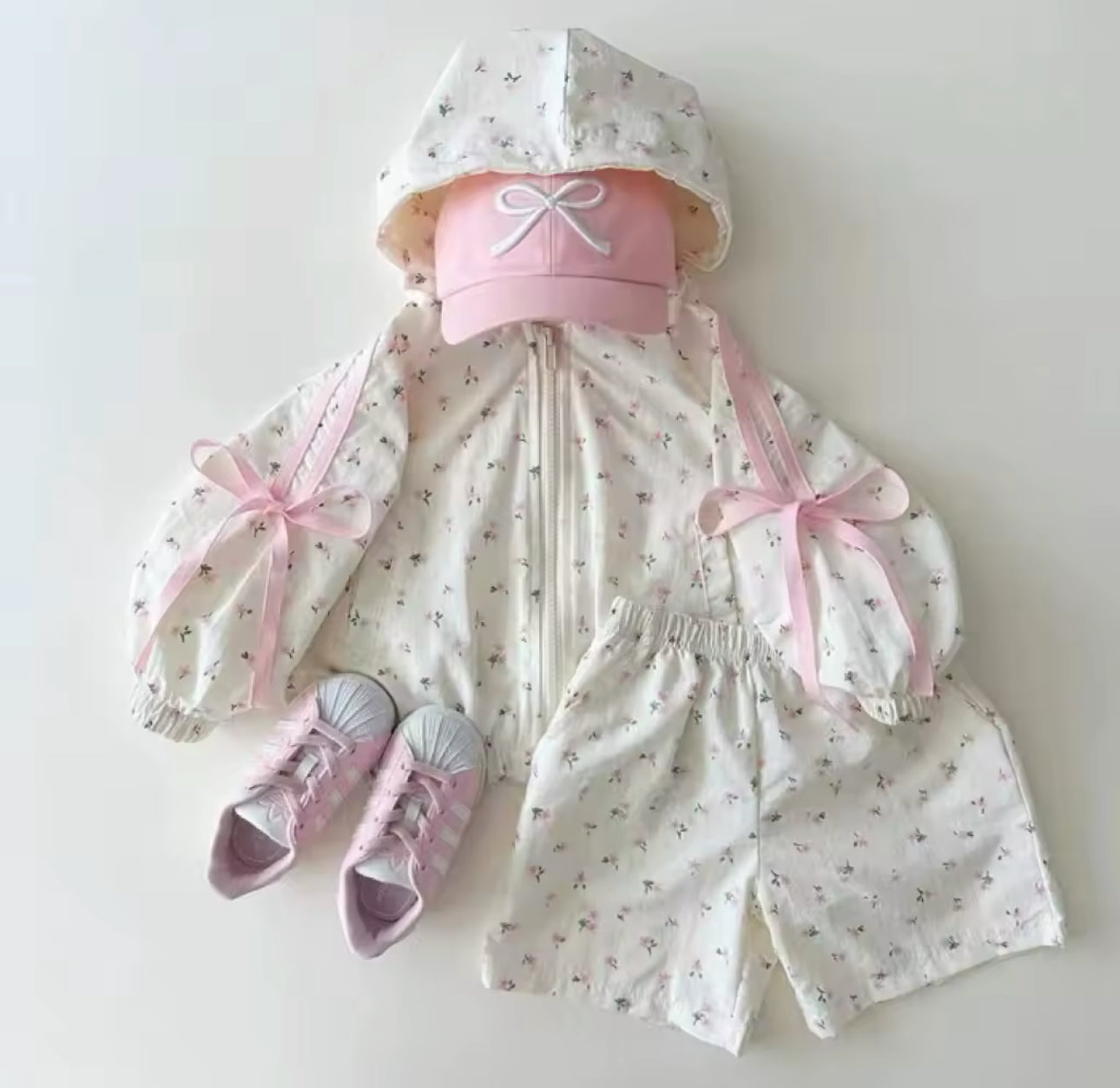Spring summer cotton nylon floral two piece set (pre order)