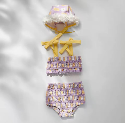 Crinkle 3 piece swim bikini set