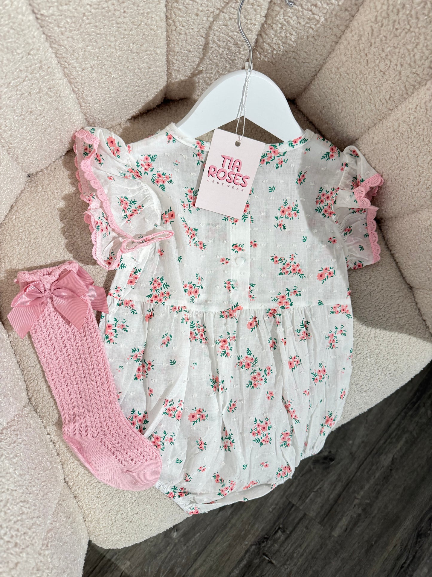 In stock floral romper and socks set