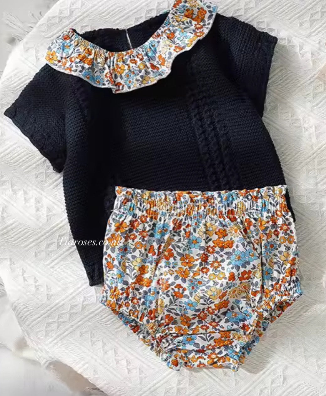 Pre order knit floral bloomer two piece sets