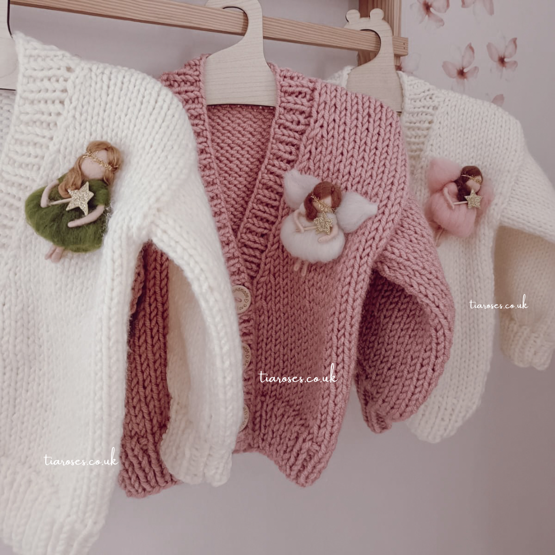 In stock Handknitted fairy cardigan, custom fairy