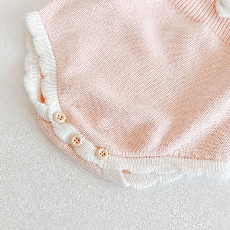 Knitted romper with bow detail (pre order)