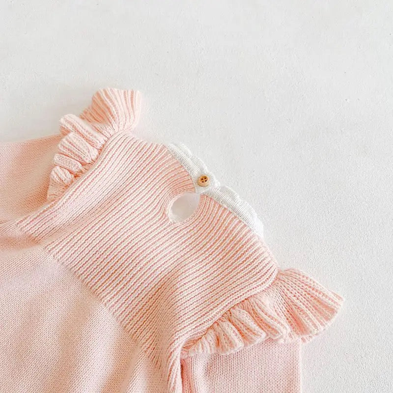 Knitted romper with bow detail (pre order)