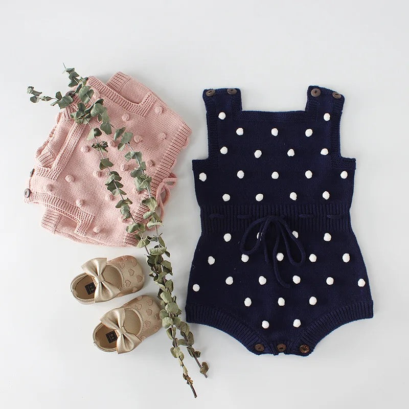Dot knit rompers (pre order)